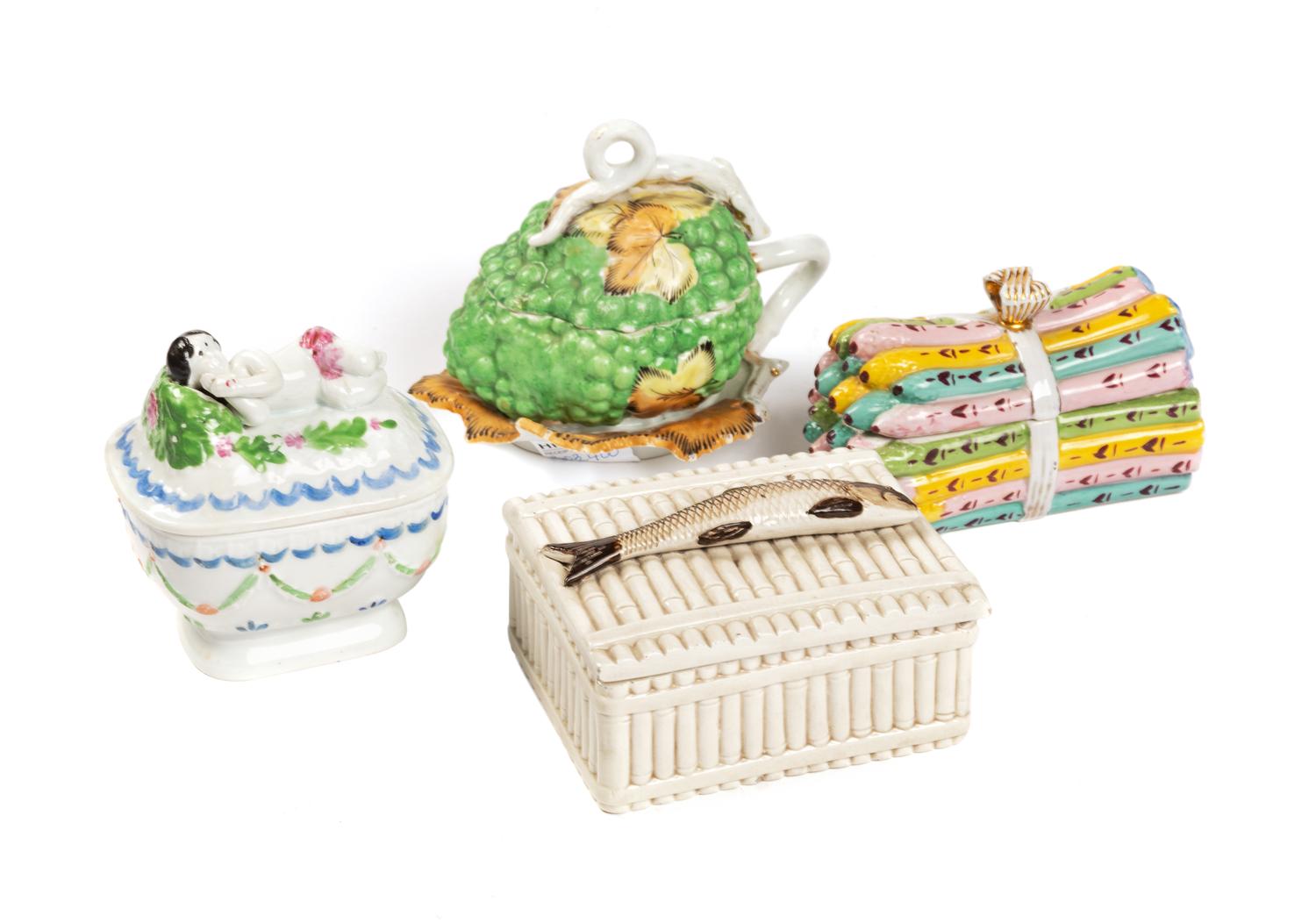 A Group of M.S. Kuznetsov Porcelain Covered Boxes