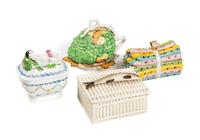 A Group of M.S. Kuznetsov Porcelain Covered Boxes