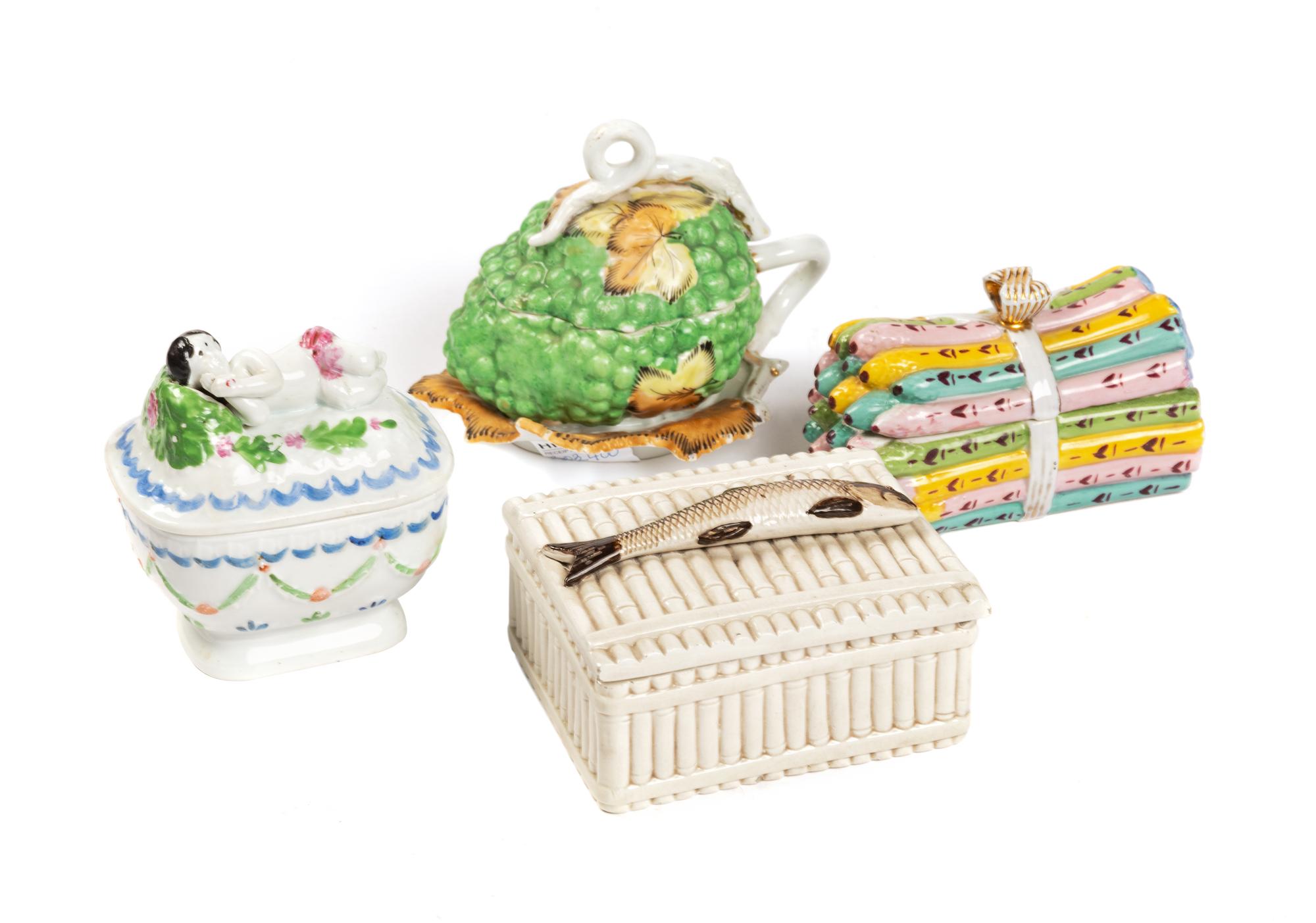 A Group of M.S. Kuznetsov Porcelain Covered Boxes