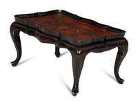 A Lacquered and Gilt Decorated Chinoiserie Tray Top Table