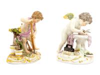 A Group of Meissen Porcelain Cherubic Figures