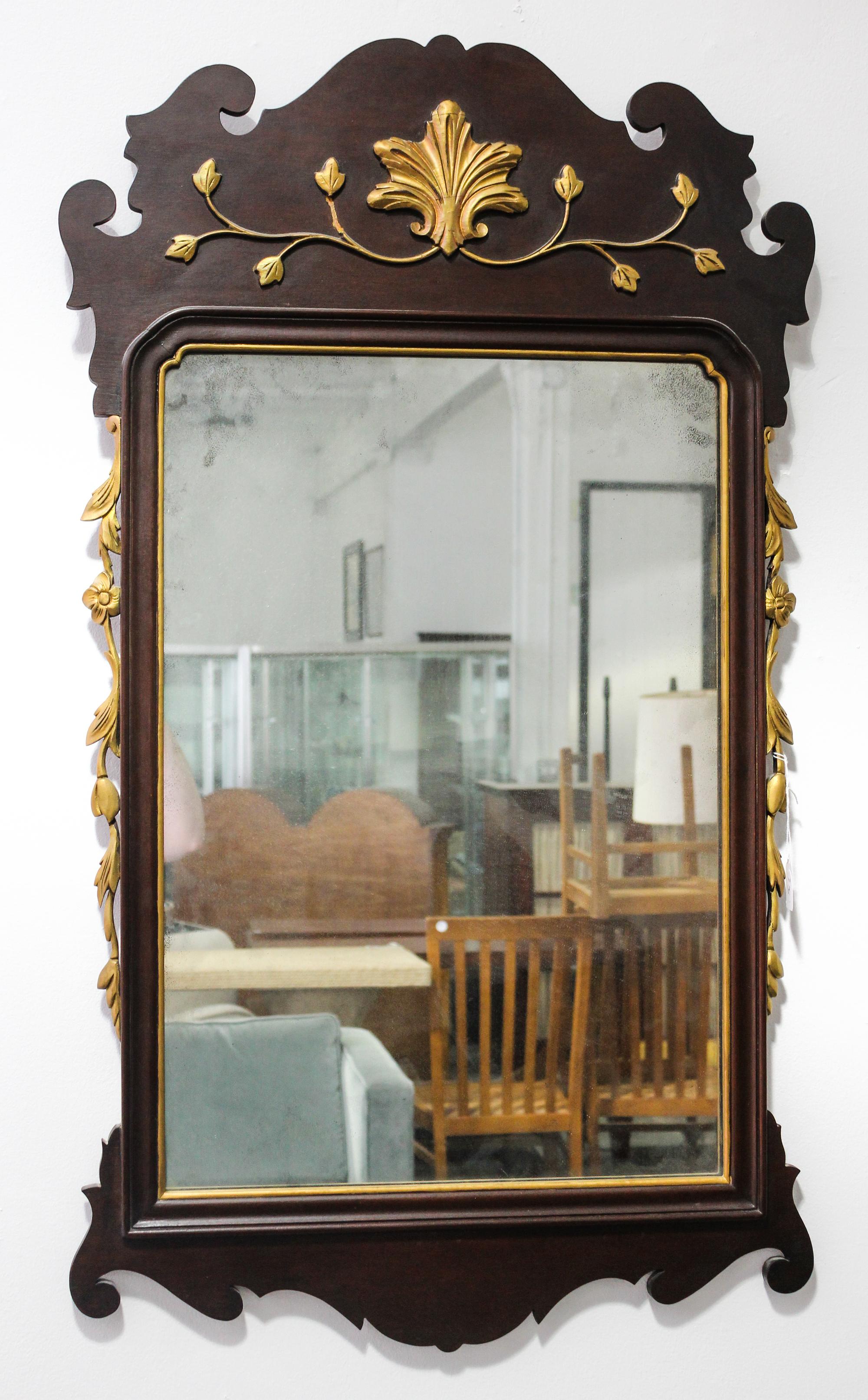 A Chippendale Style Parcel Gilt Mirror Height 40 x width 23 1/2 inches. — SECOND HALF 20TH CENTURY