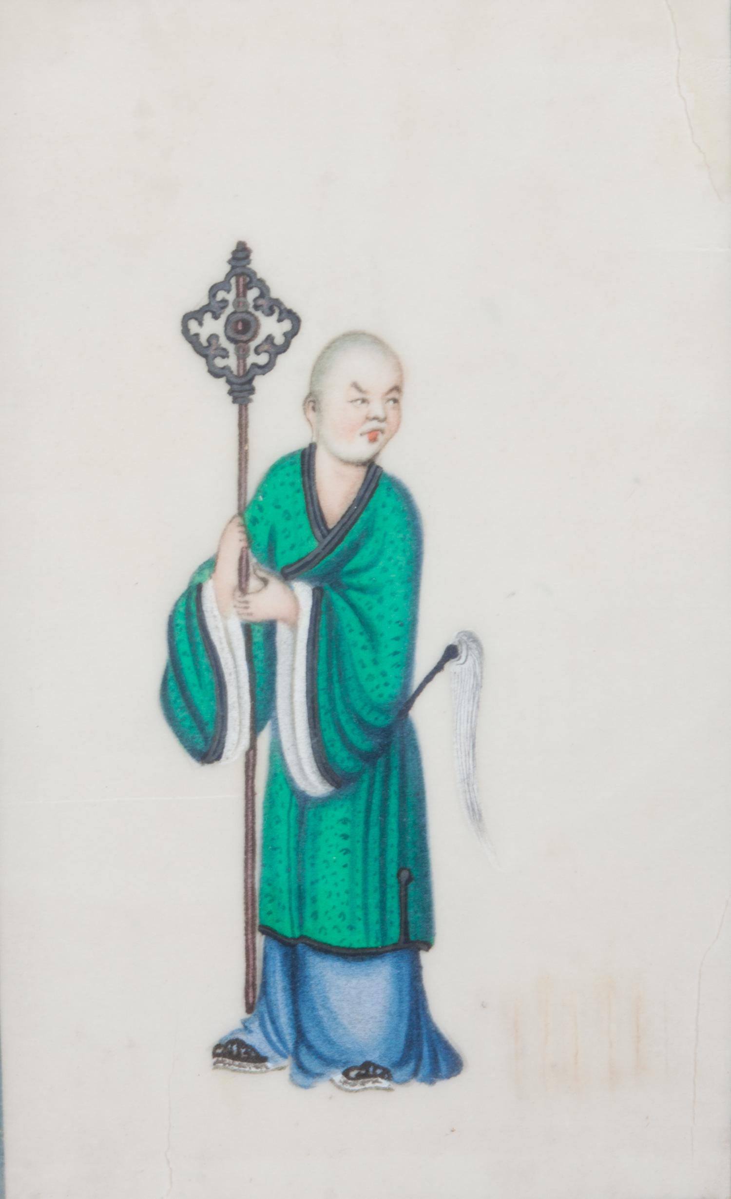 A Set of Six Chinese Pith Paintings Each: 7 x 4 inches.
