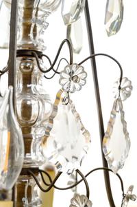 A Continental Cast Metal and Cut Glass Six-Light Chandelier
