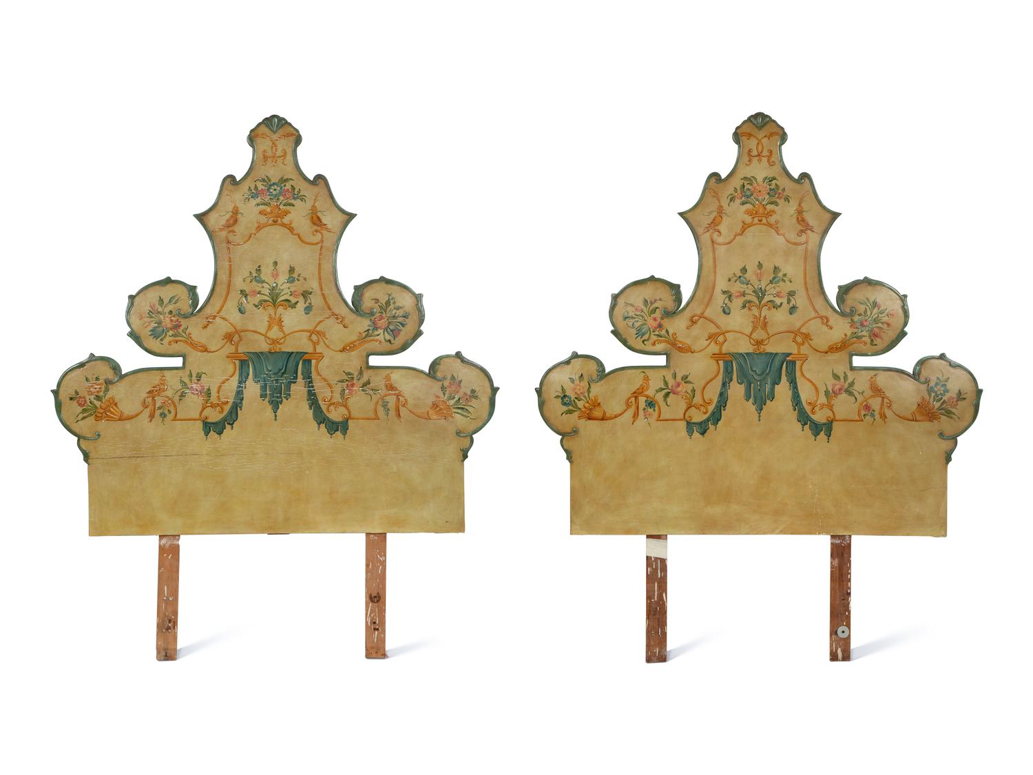 A Pair of Venetian Style Painted Headboards