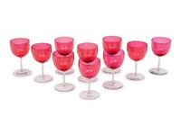 A Group of Clear and Ruby Glass Table Articles