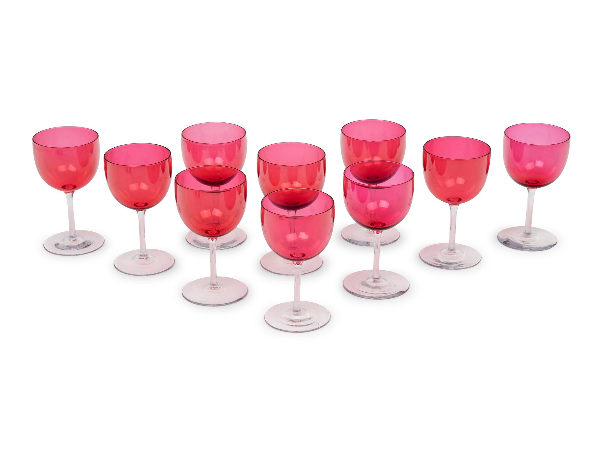 A Group of Clear and Ruby Glass Table Articles