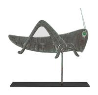A Molded Copper and Zinc, Glass-Inset Grasshopper Weathervane