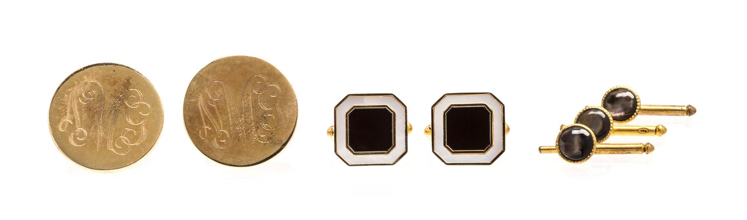 A Collection of Yellow Gold and Goldtone Accessories, 17.70 dwts.