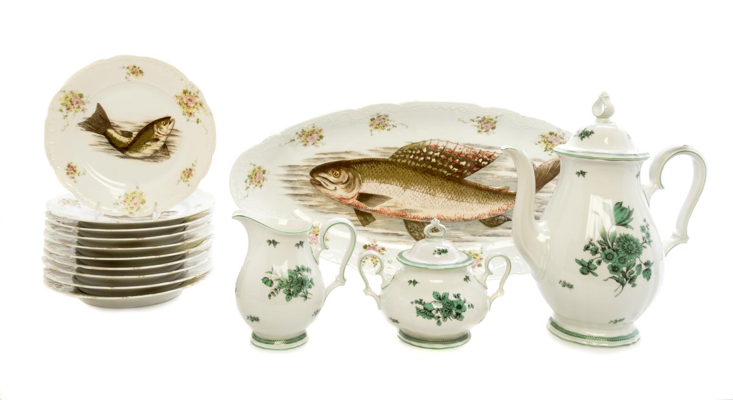 Two Continental Porcelain Services Width of fish platter 22 inches.