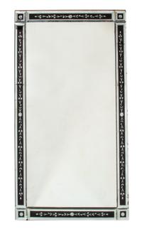 A Venetian Style Etched Glass Framed Mirror Height 55 1/2 x width 35 1/2 inches. — 20TH CENTURY