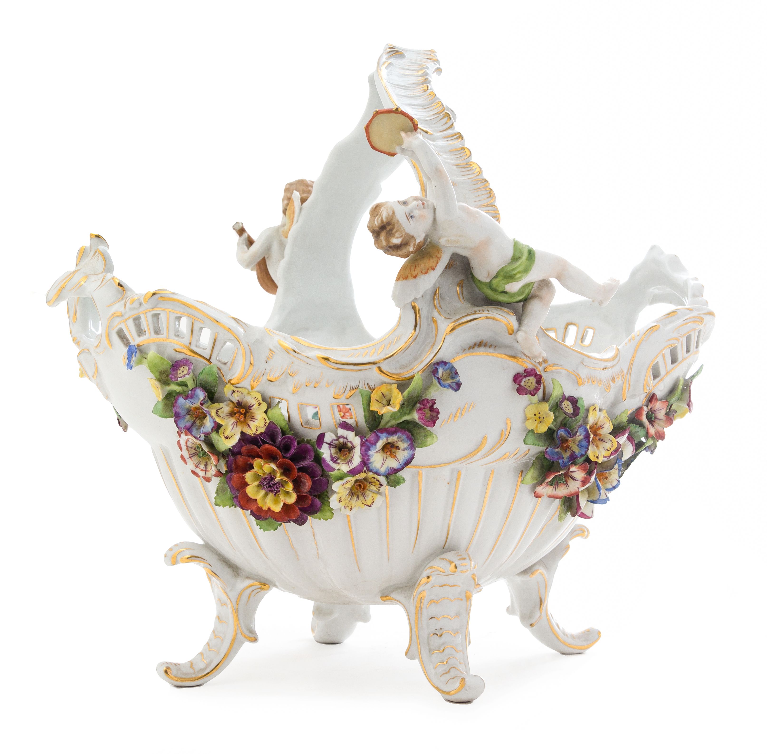 【美品】ポーセレーヌドパリ　アボンダンス　キャセロール　桃文様 A Von Schierholz Porcelain Basket Height 13 1/2 inches. | Freeman's