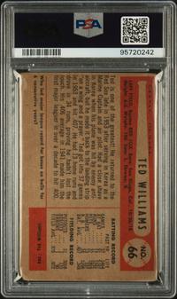 A 1954 Bowman Ted Williams Baseball Card No. 66 (PSA 1)