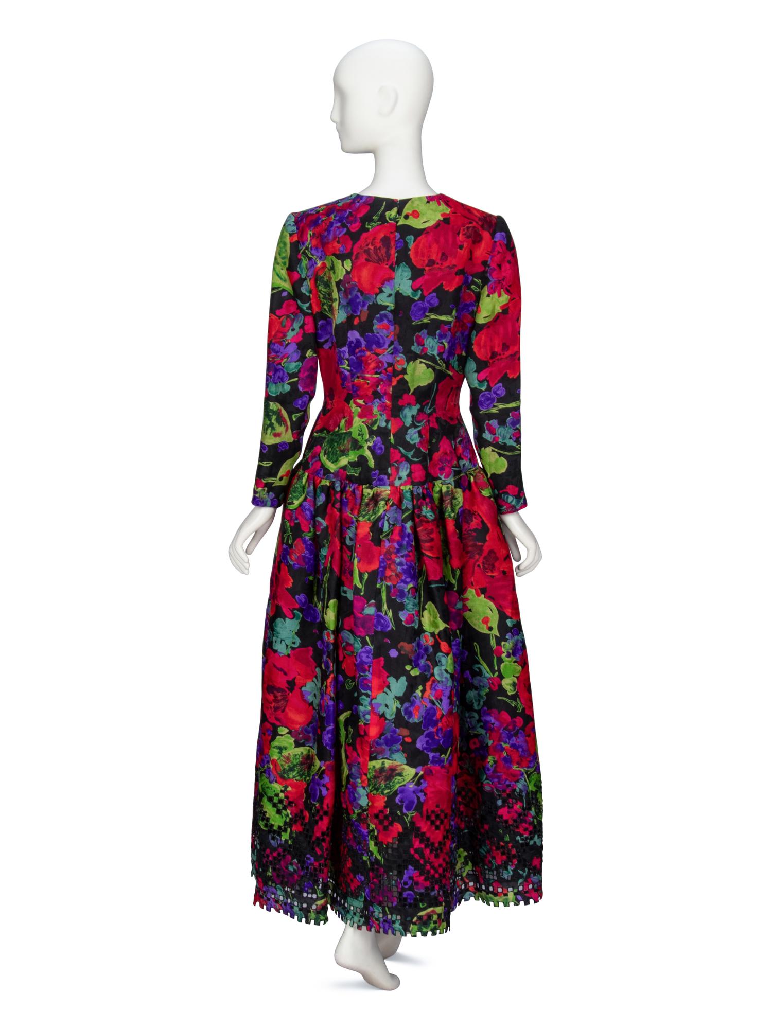 Oscar de la Renta, Floral Print Gown