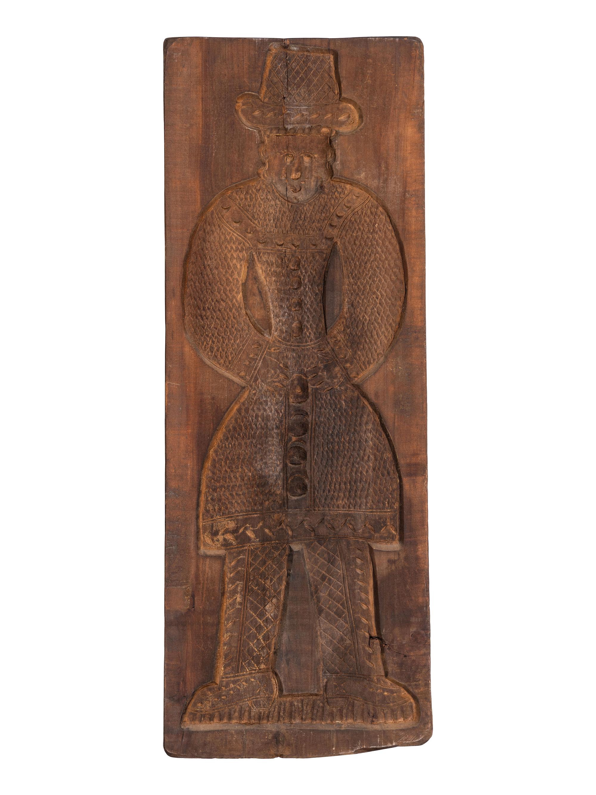 A Pair of Large Carved Wood Figural Butter Biscuit Molds