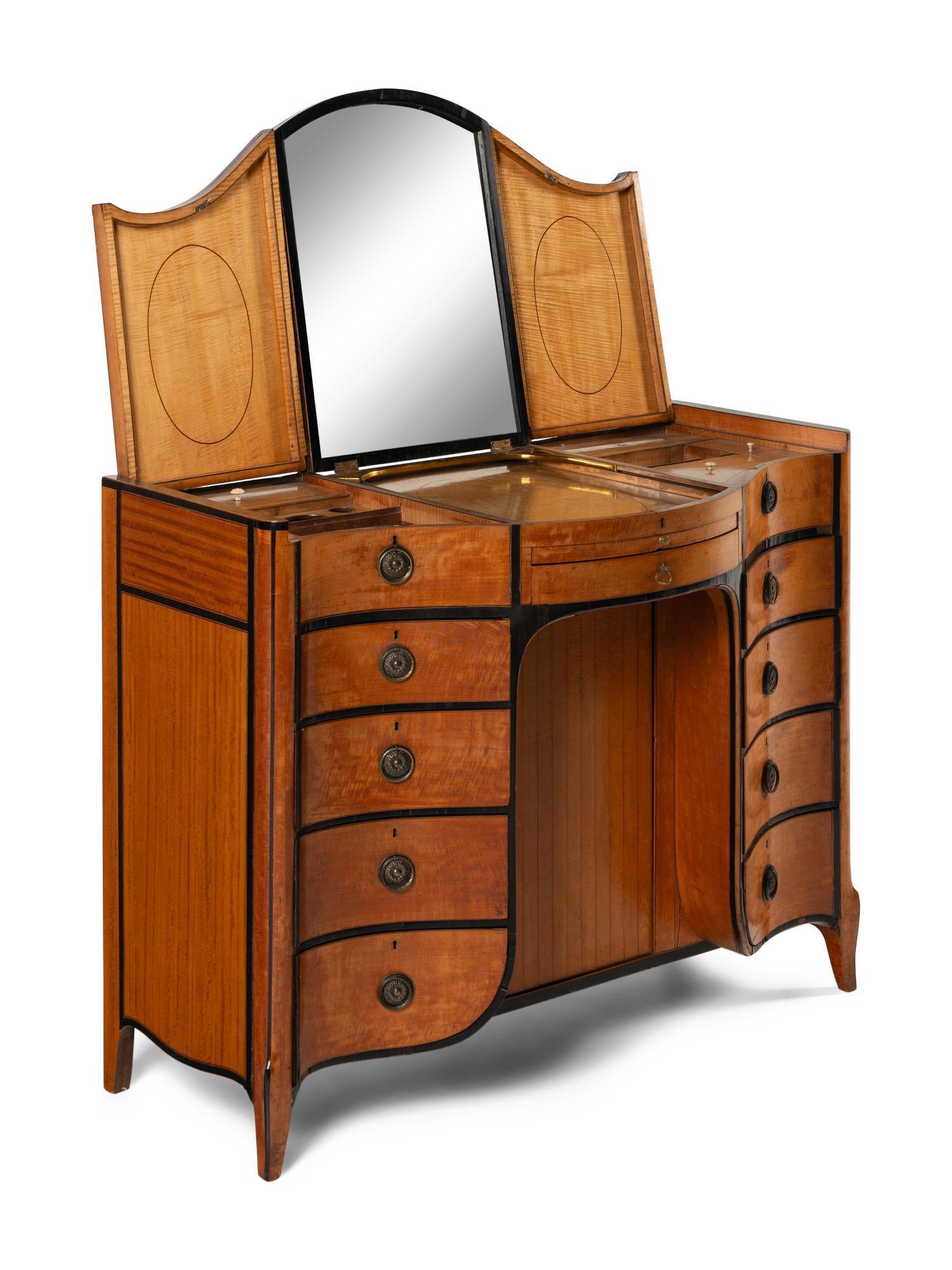 A George III Satinwood and Part-Ebonized Dressing Table