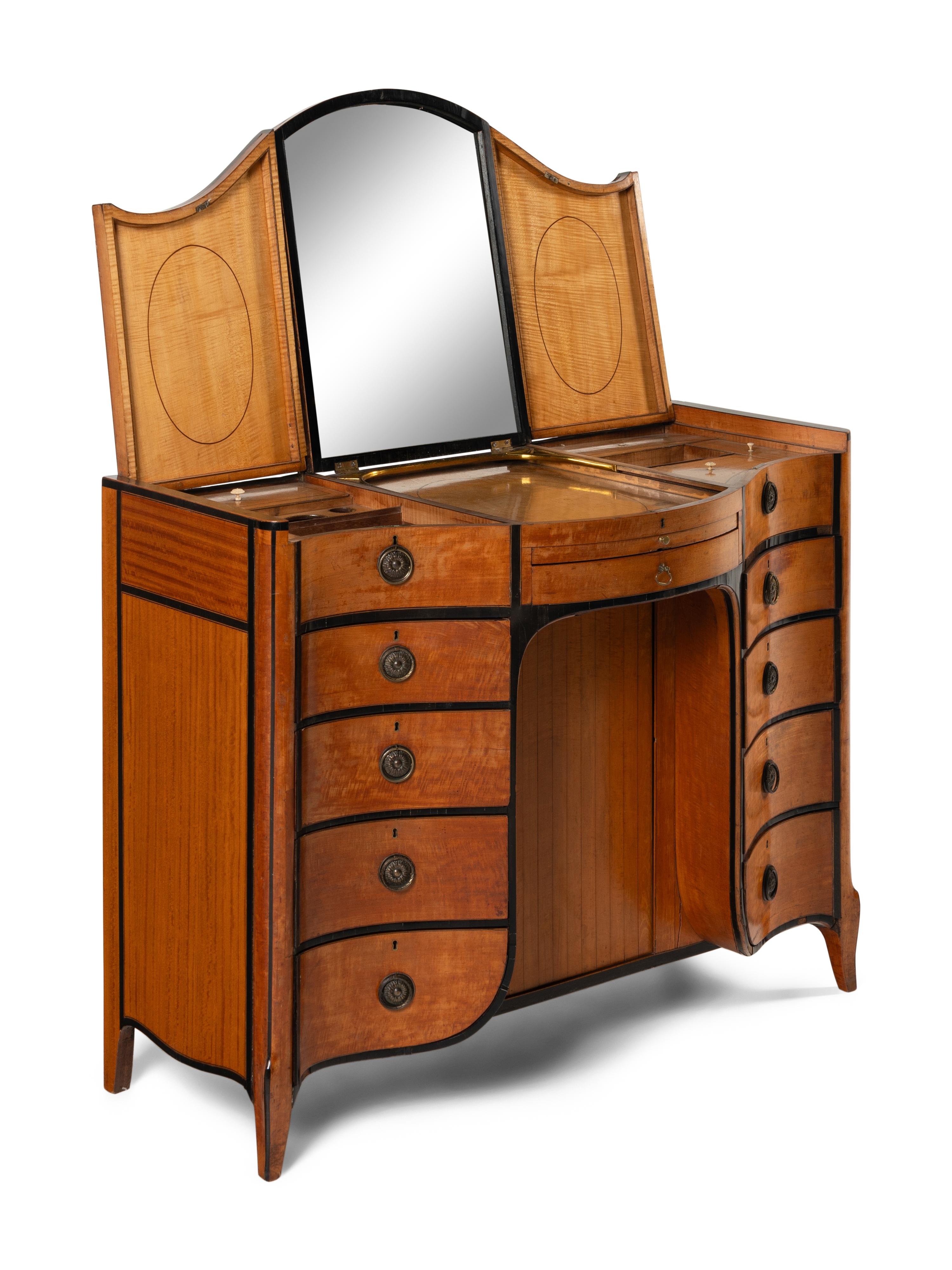 A George III Satinwood and Part-Ebonized Dressing Table