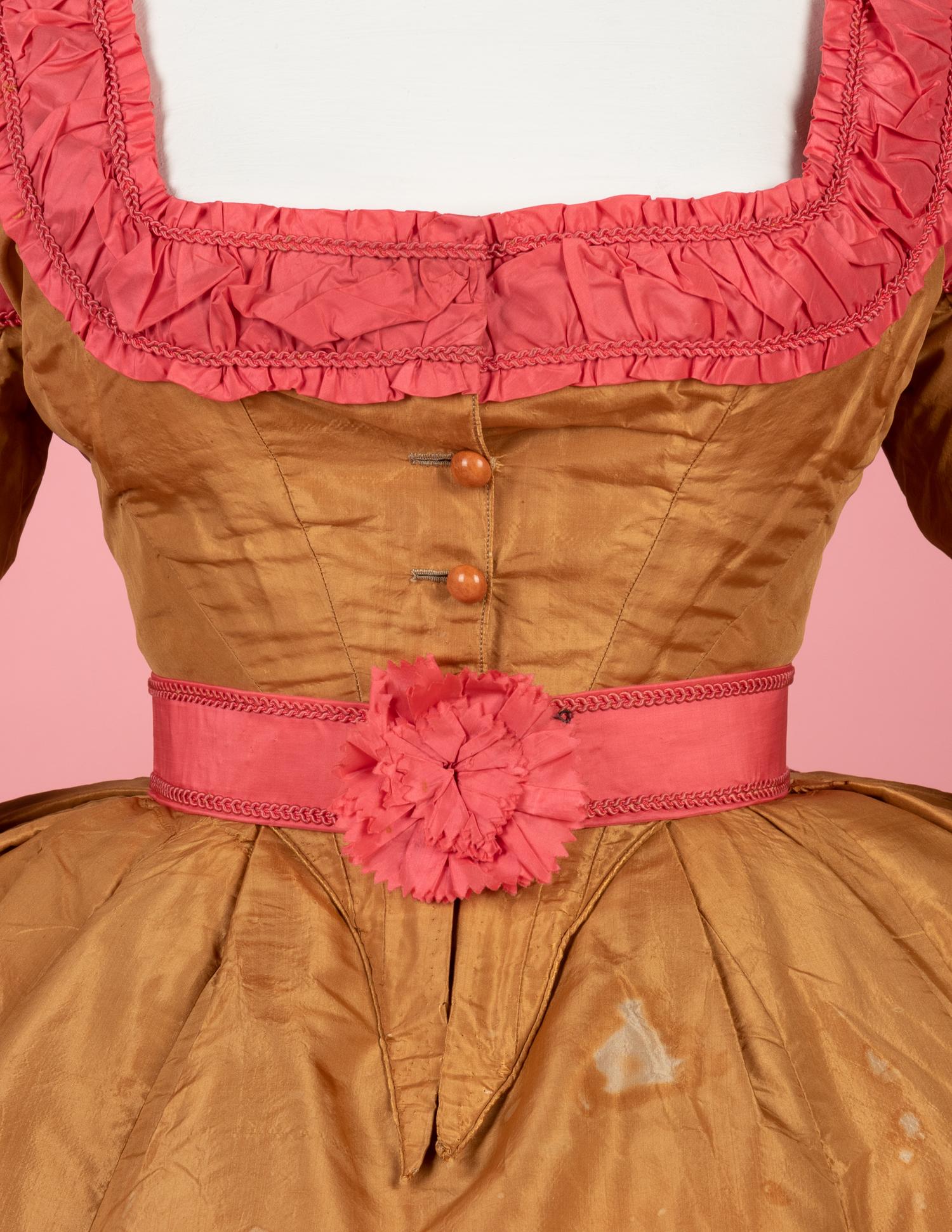 Silk Taffeta Three-Piece Evening Dress, 1860s