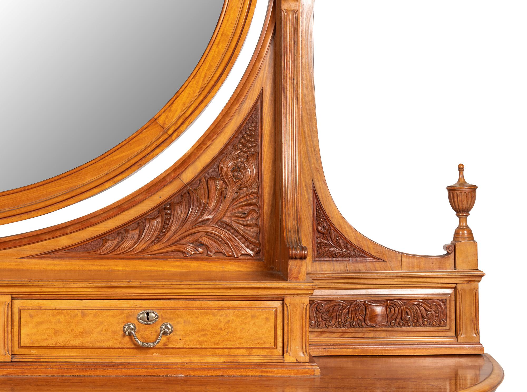 An Edwardian Satinwood Dressing Table and Mirror