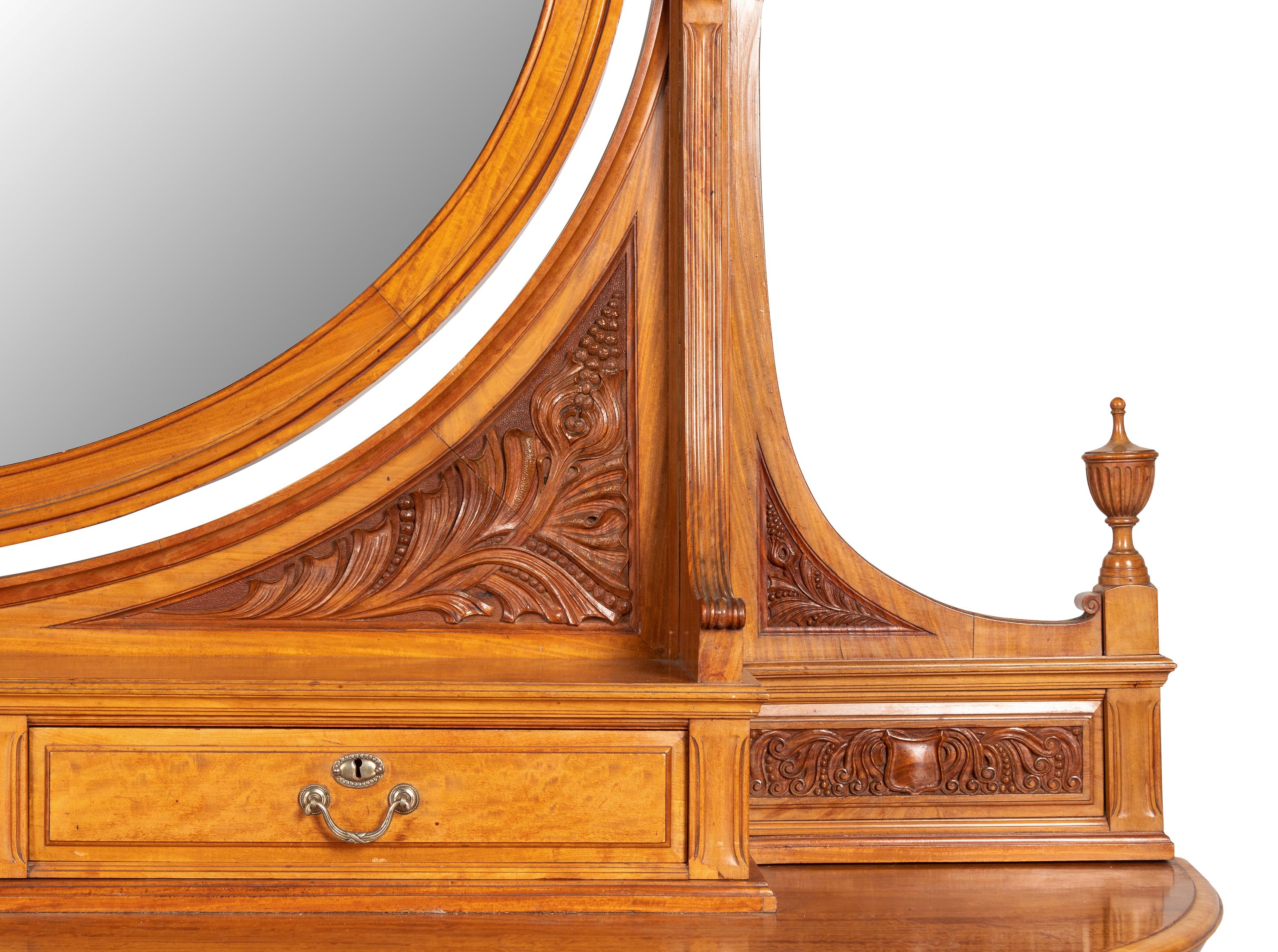 An Edwardian Satinwood Dressing Table and Mirror