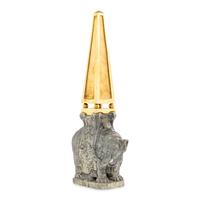 A Continental Gilt Bronze and Glazed Earthenware Elephant Obelisk
