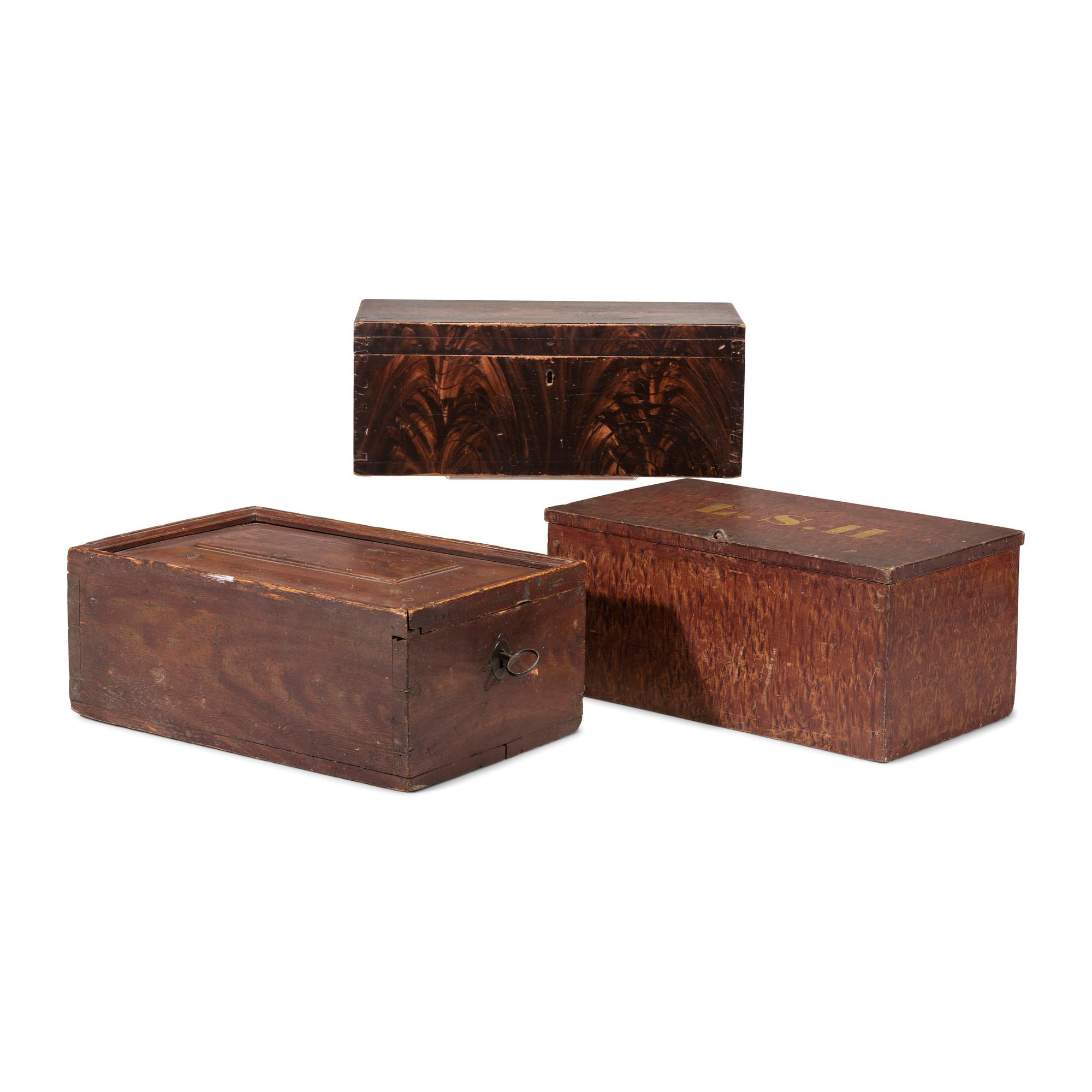 Three Grain Paint Decorated Document Boxes