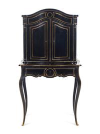 A Napoleon III Brass Inlaid Ebonized Bureau