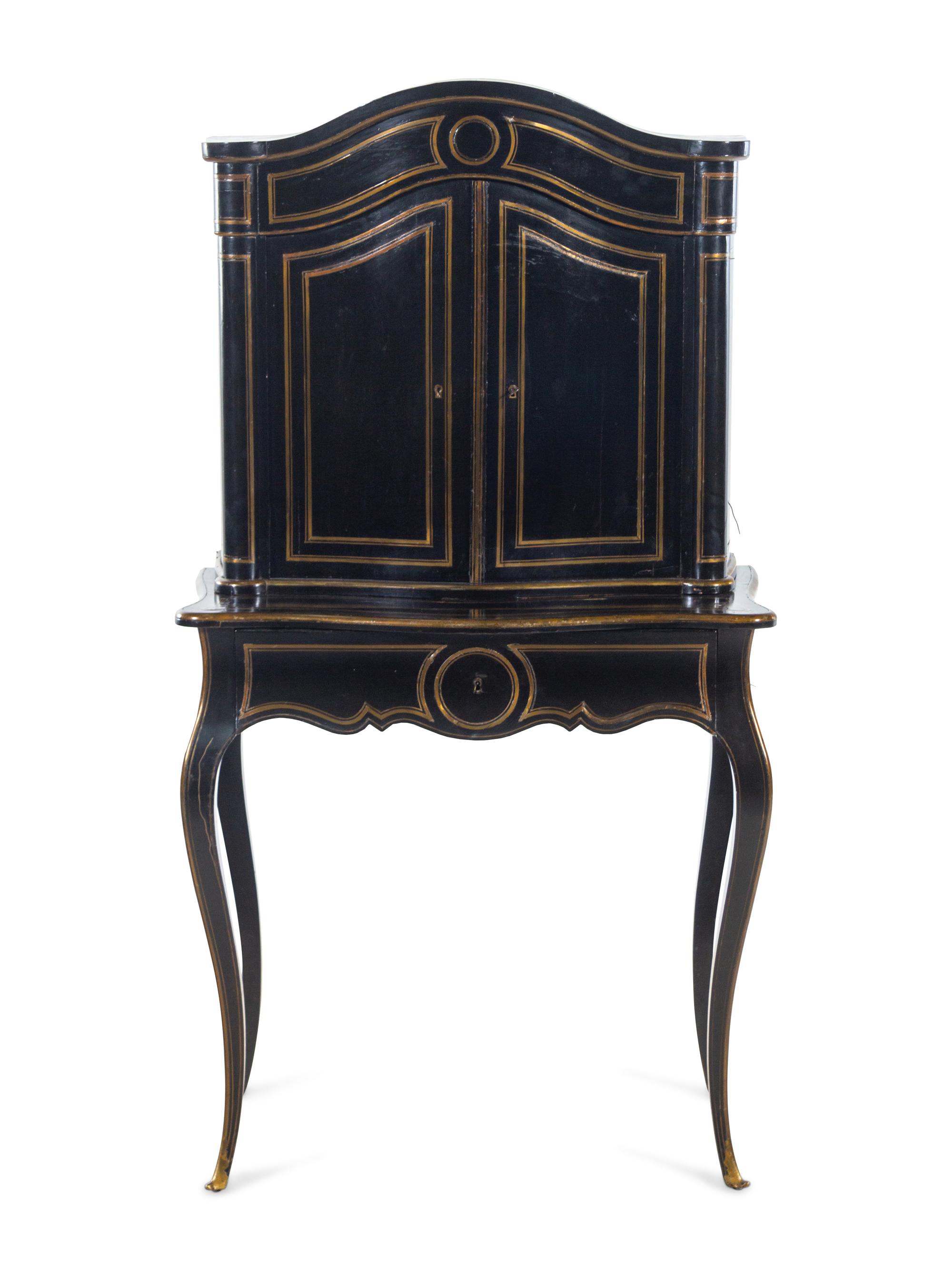 A Napoleon III Brass Inlaid Ebonized Bureau