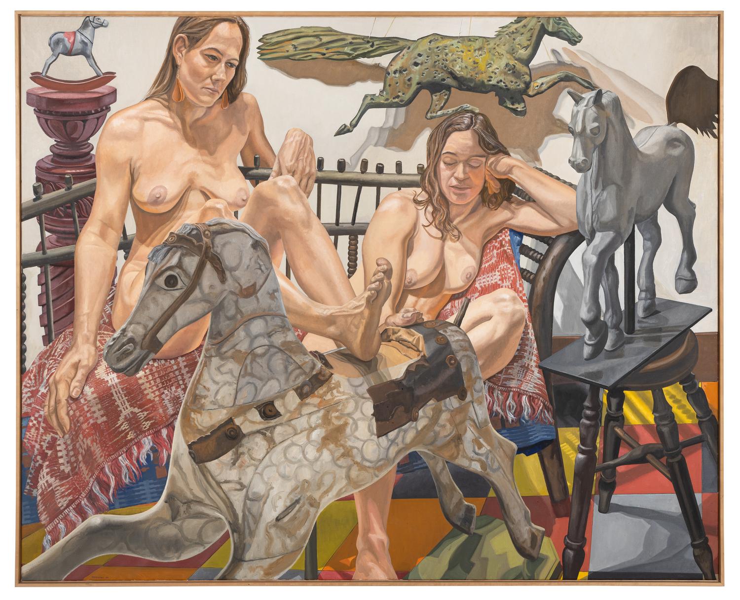 Models with Folk Art Horses , 1992