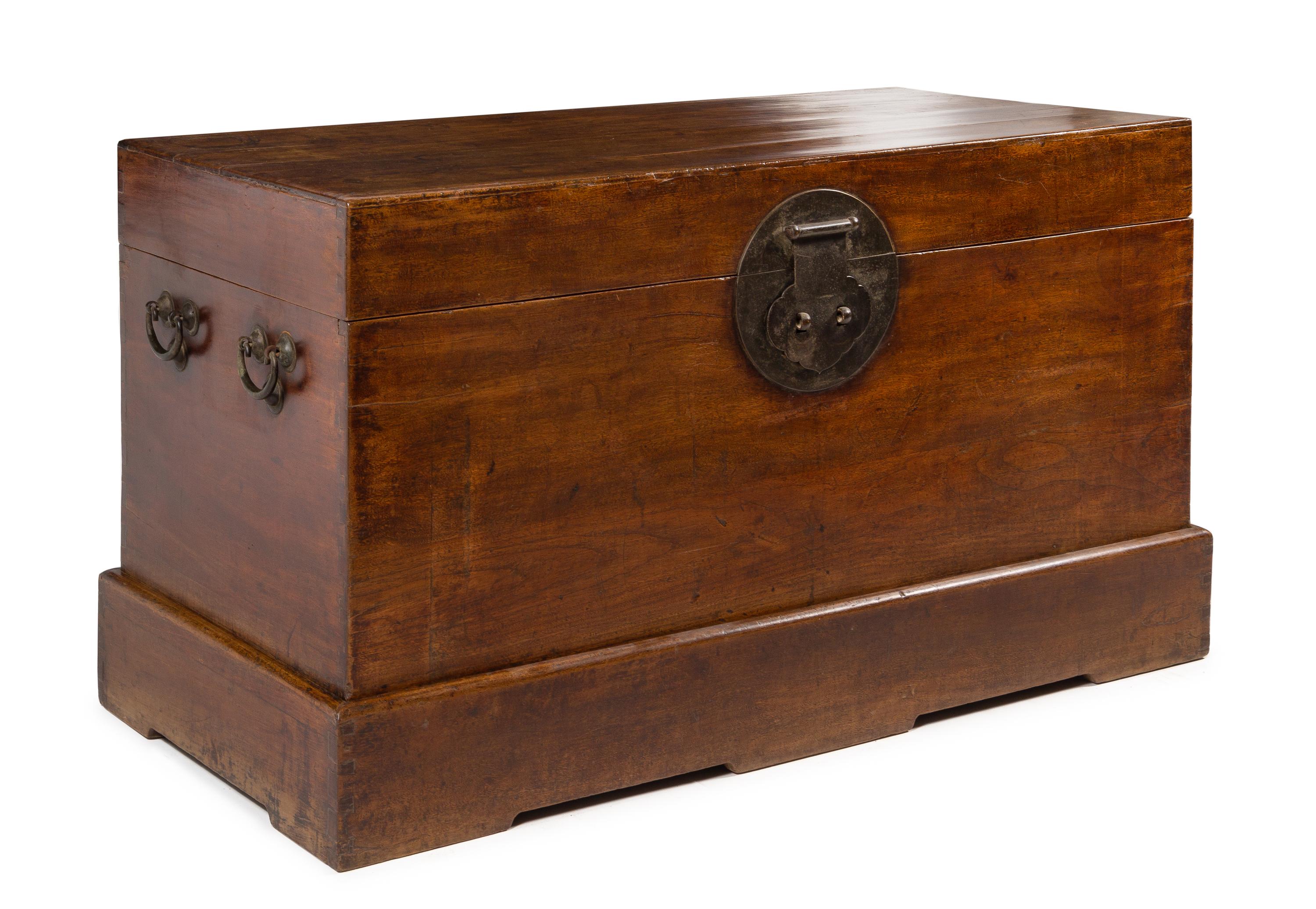 A Massive Chinese Camphor Wood Clothes Storage Chest and Stand, Yixiang Height 28 x width 60 x depth 28 1/2 inches. — 18TH/19TH CENTURY