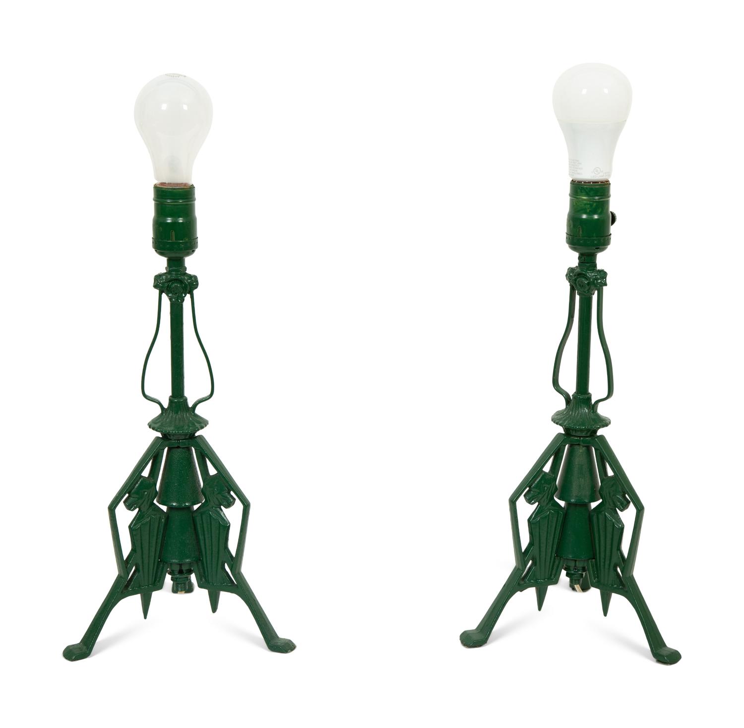 A Pair of Art Deco Cast Iron Table Lamps