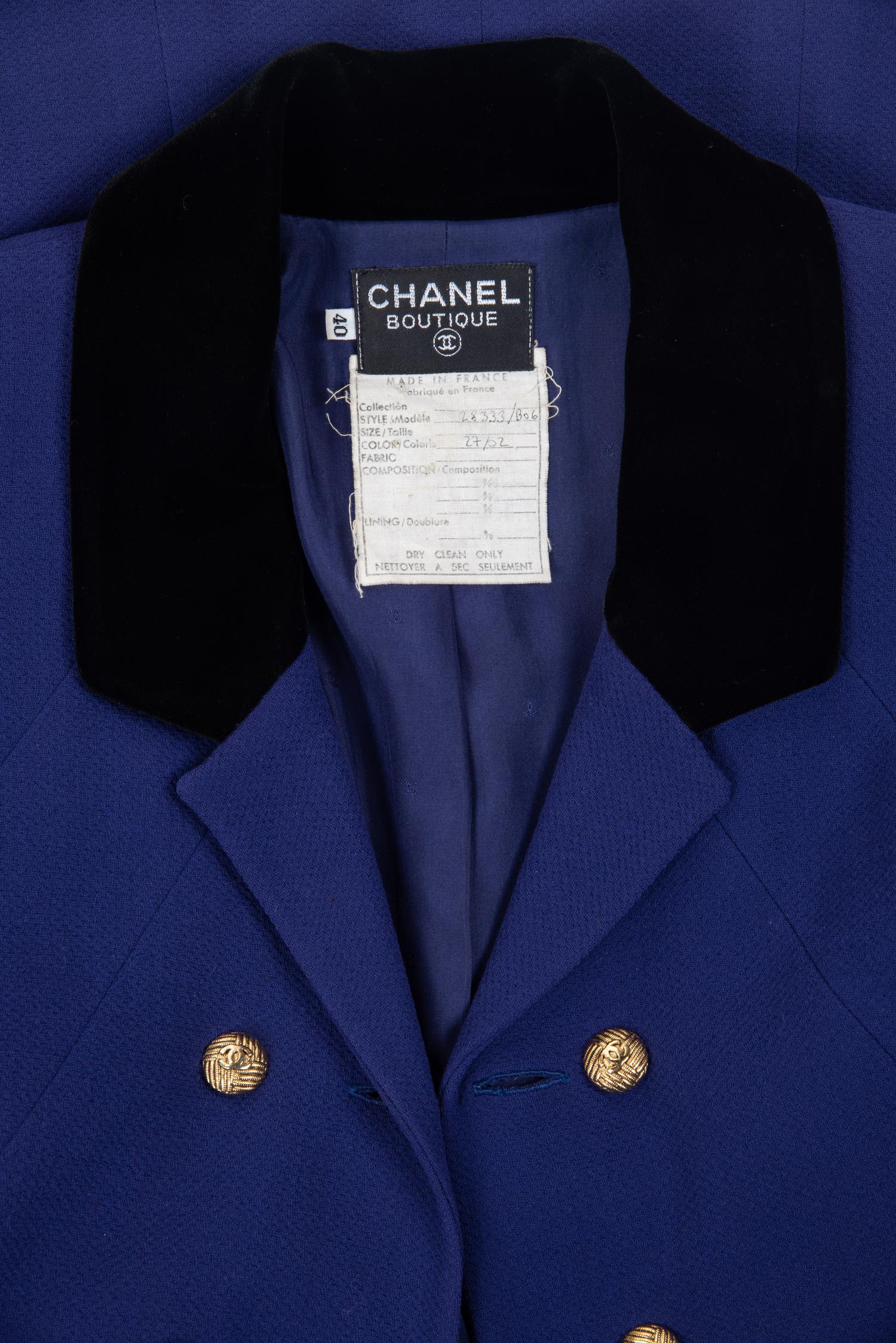 Chanel Wool and Velvet Jacket, 1980-90s
