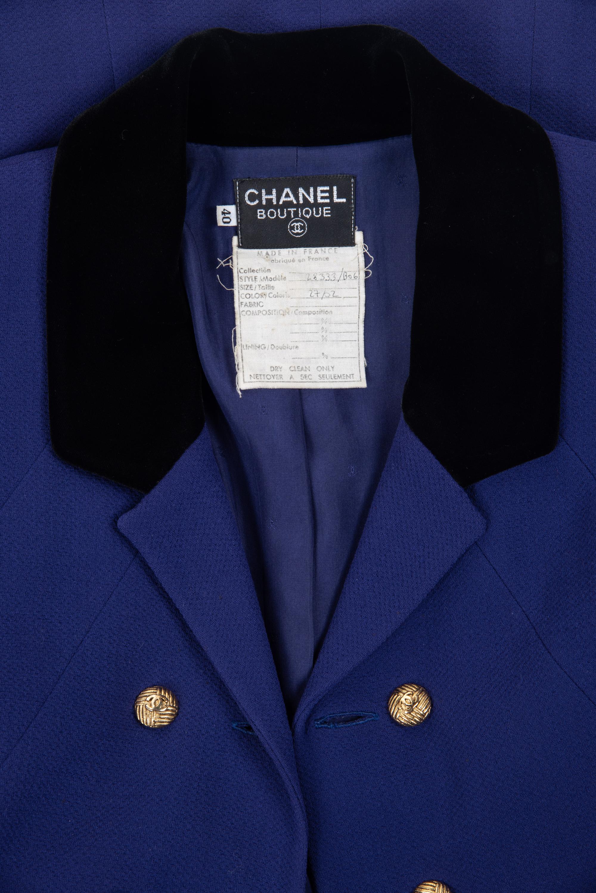 Chanel Wool and Velvet Jacket, 1980-90s