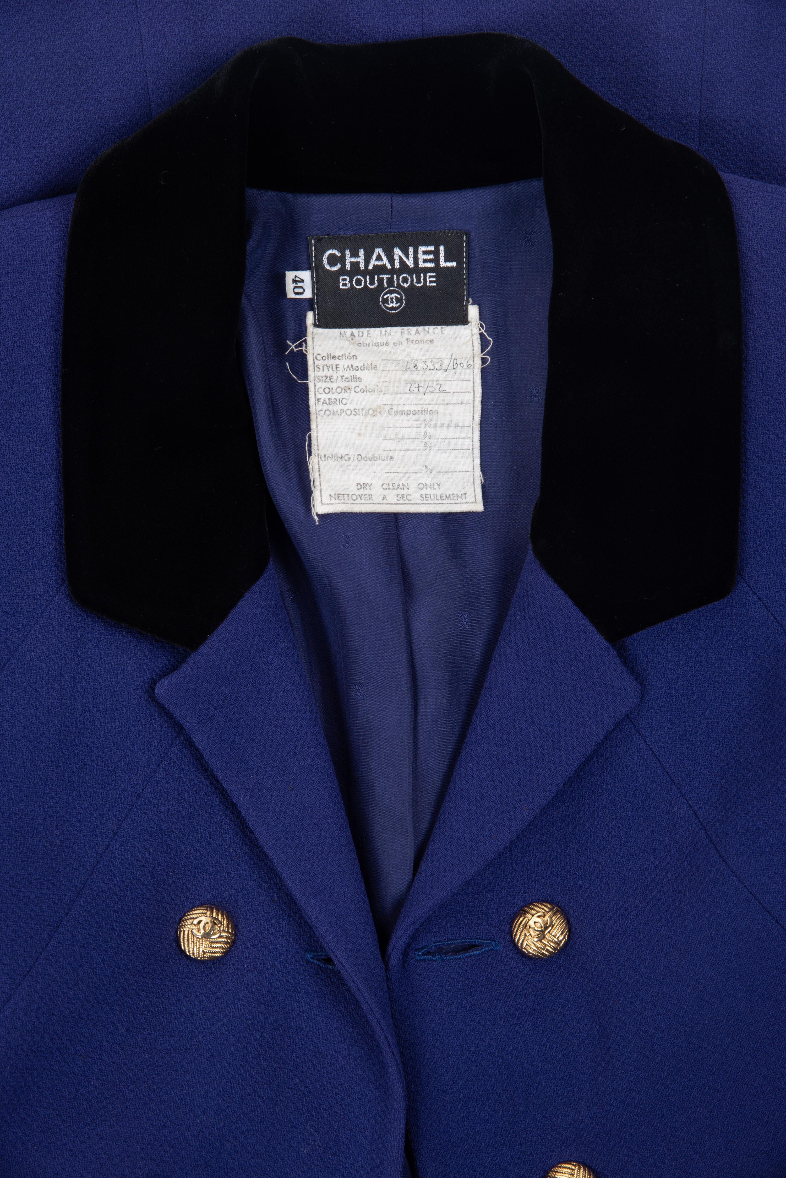 Chanel Wool and Velvet Jacket, 1980-90s