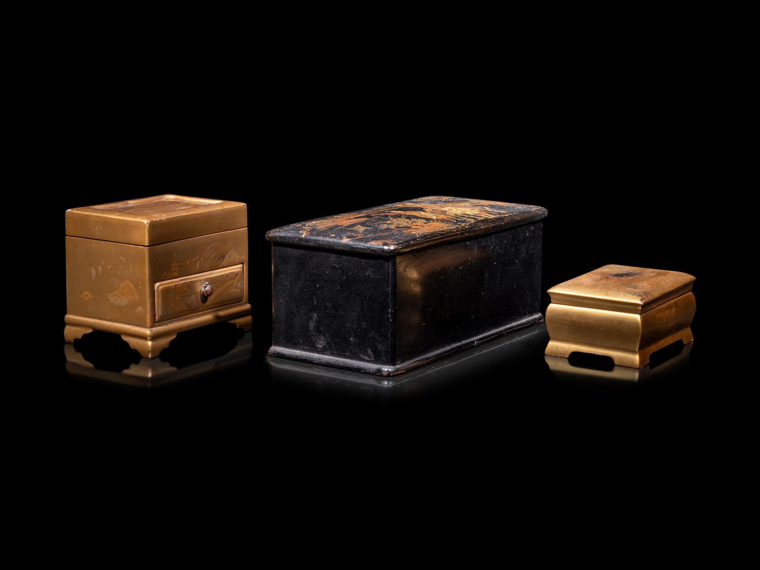 Three Gilt Lacquer Scholar's Objects