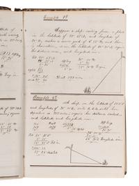 [NAVIGATION -- MANUSCRIPT]. Navigational studies and exercise logbook for an aspiring seaman. N.p., n.d.