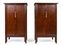 A Large Pair of Elmwood Cabinets, Yuanjiaogui Each height 88 x width 47 x depth 24 inches. — QING DYNASTY (1644-1911)
