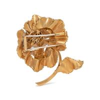 VAN CLEEF & ARPELS, YELLOW GOLD AND DIAMOND FLOWER BROOCH