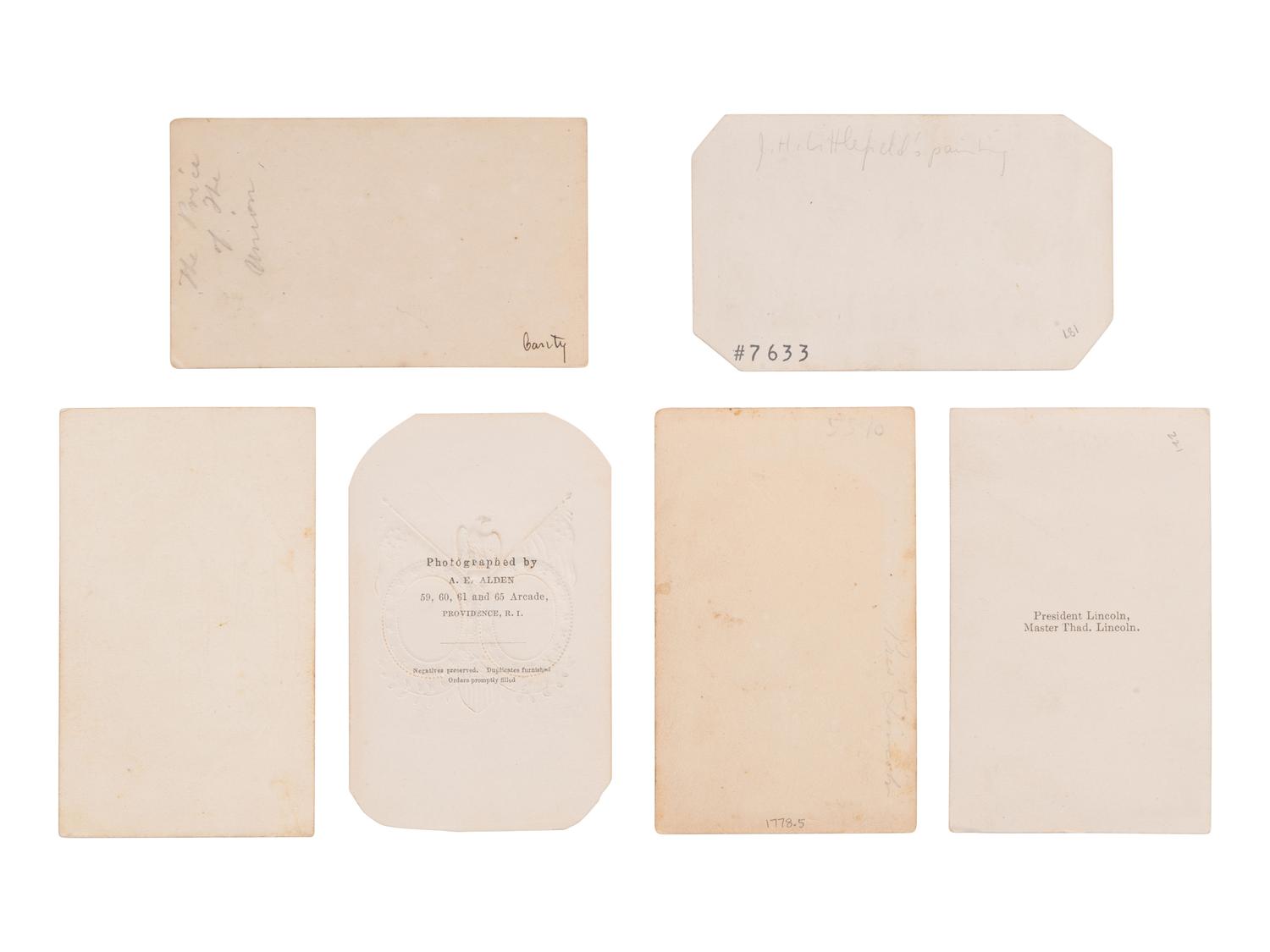 [LINCOLNIANA]. 14 CDVs related to Lincoln and his family, incl. mourning images.