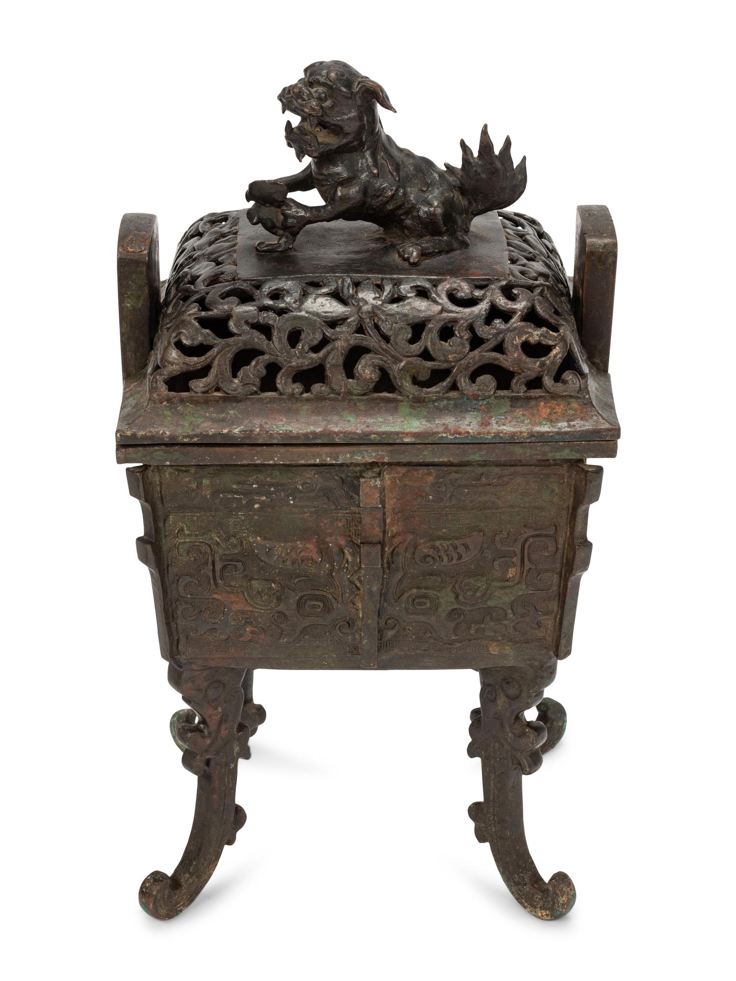 A Chinese Archaistic Bronze Five-Piece Garniture