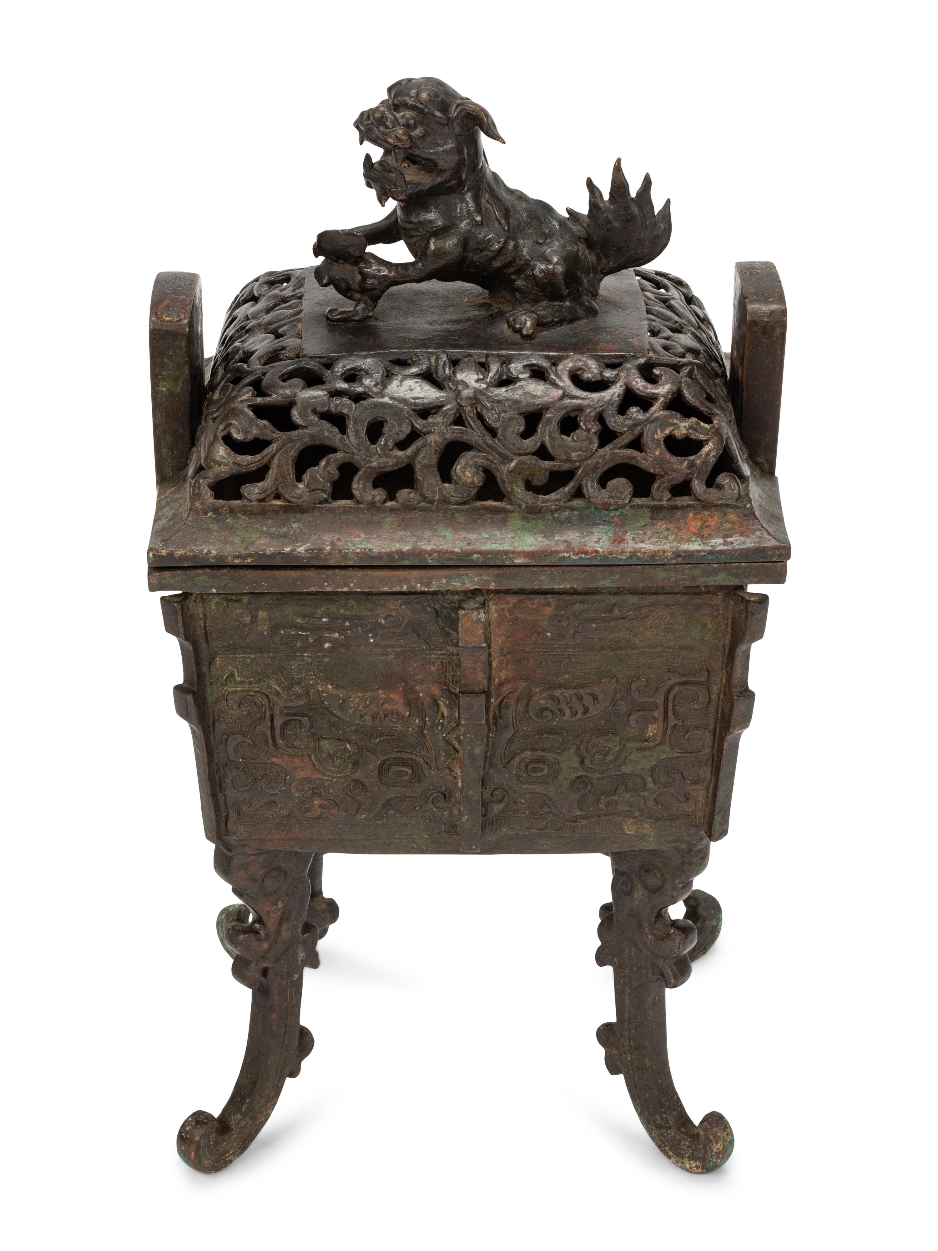 A Chinese Archaistic Bronze Five-Piece Garniture