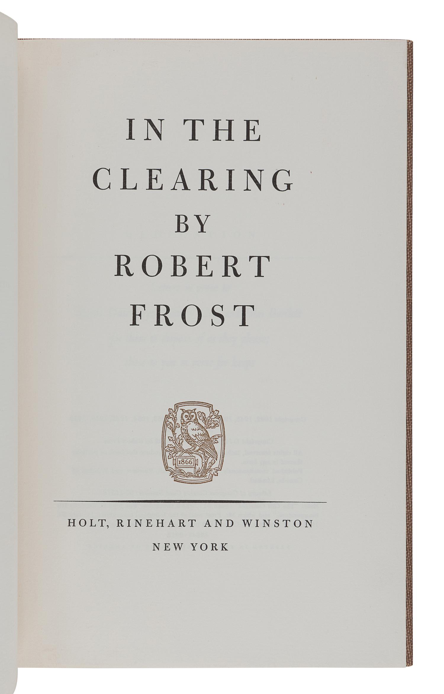 FROST, Robert (1874-1963). A group of 7 signed limited editions, comprising: