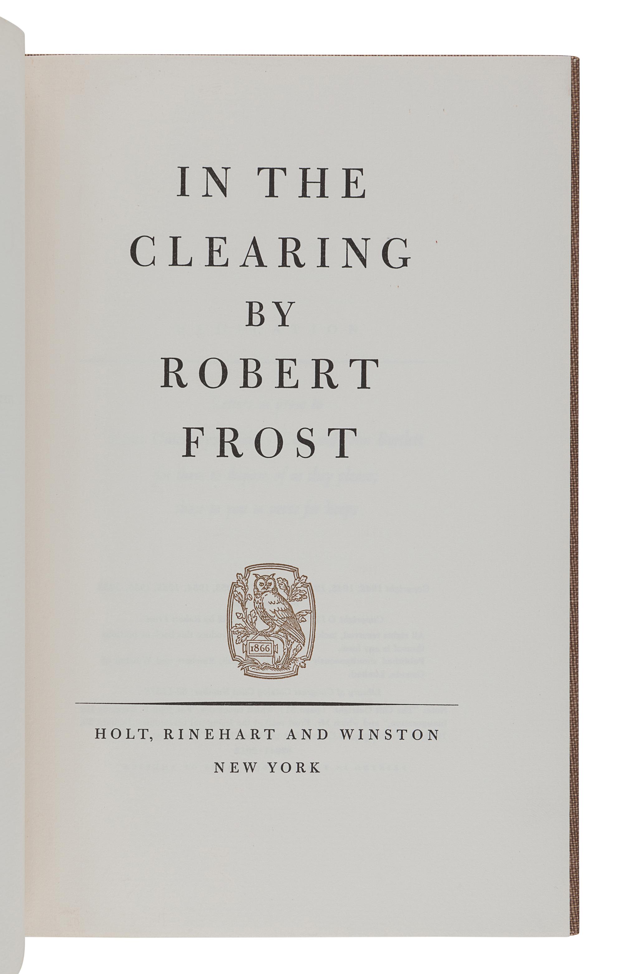 FROST, Robert (1874-1963). A group of 7 signed limited editions, comprising: