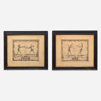 A Pair of Framed English Engravings Gérard Jean-Baptiste Scotin II (1698- ca. 1755)