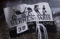 An Hermes Cream and Grey Cashmere Blend Dress Ensemble, Dress size 40, cardigan size 38.