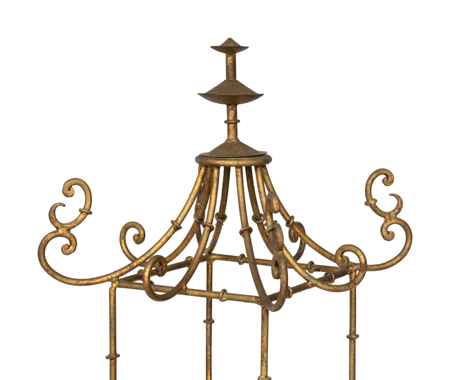 A Pair of Italian Gilt Metal Pagoda-Form Etageres