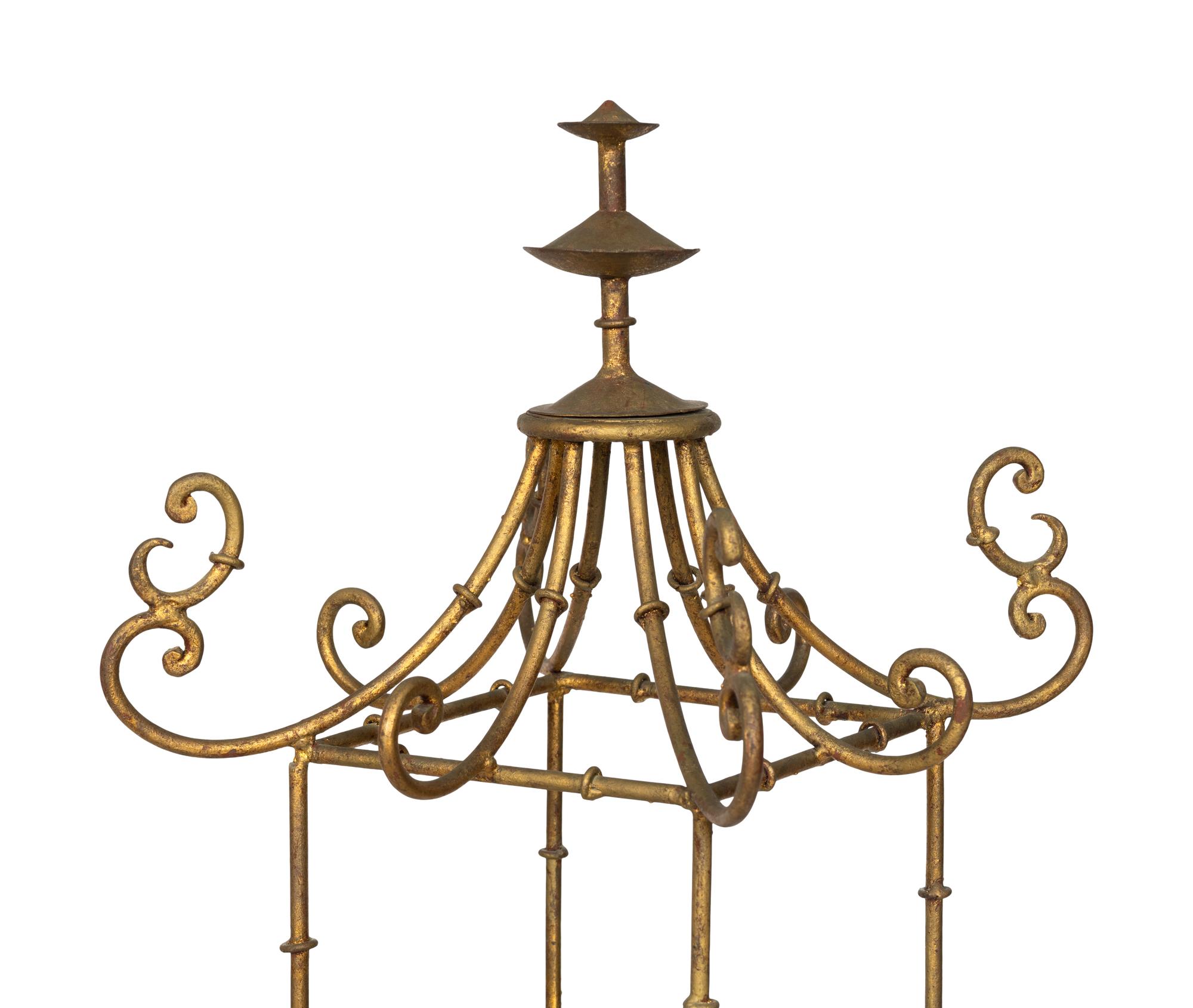 A Pair of Italian Gilt Metal Pagoda-Form Etageres