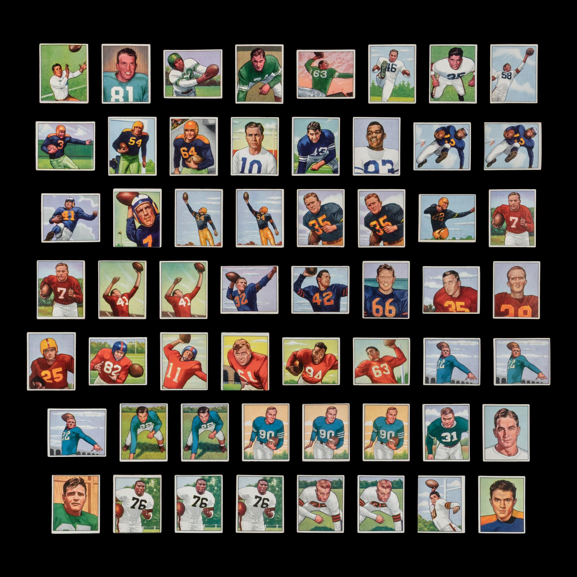 A Collection of 1950 Bowman Football Cards Including Multiple Hall of Famers and Rookies (210)