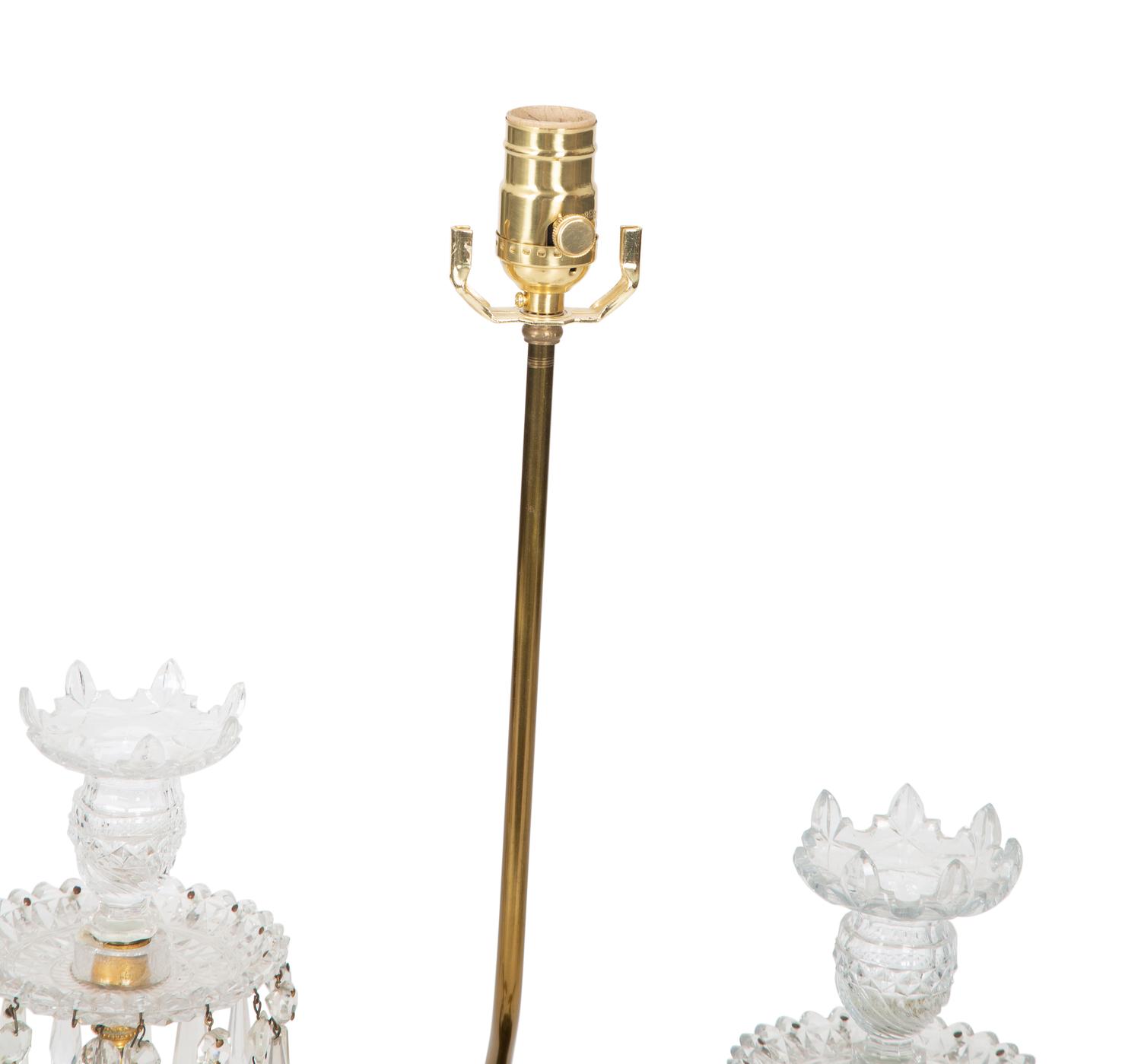 A Continental Bronze and Cut Glass Figural Candelabrum Mounted as a Lamp — 19TH CENTURY