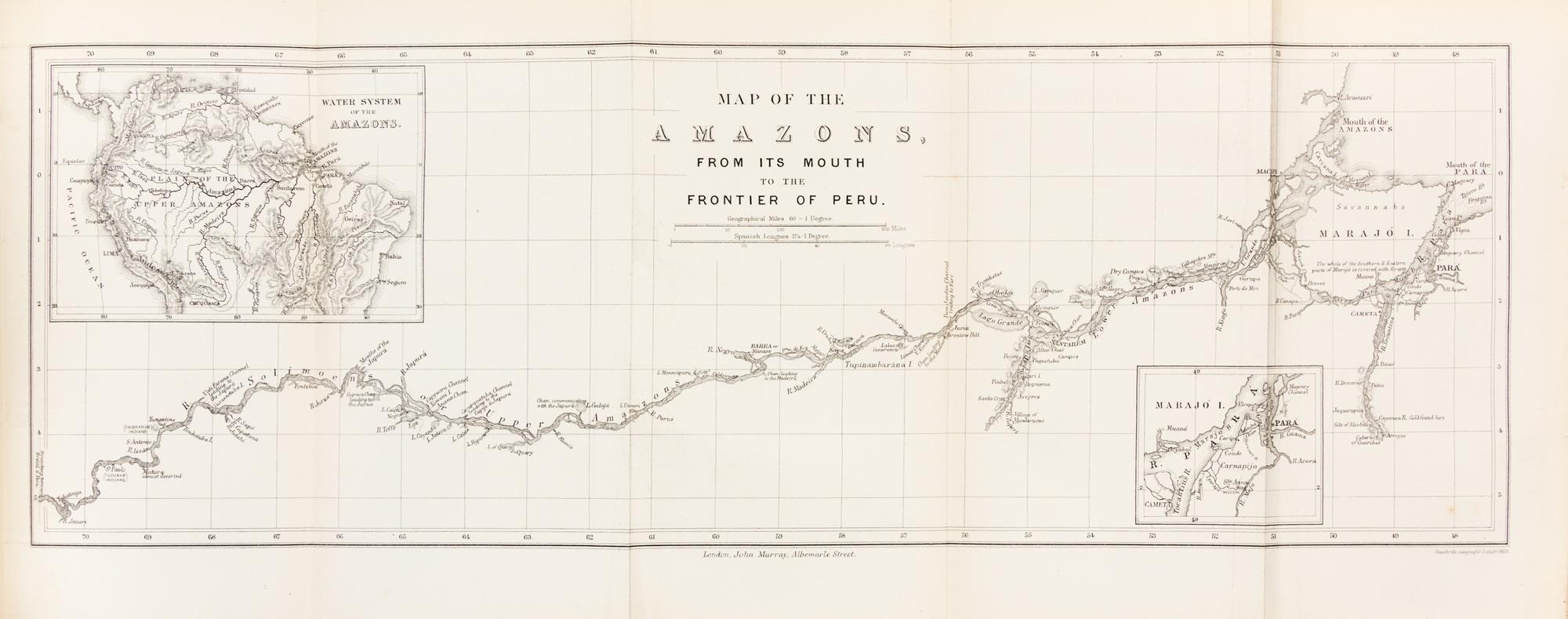 BATES, Henry Walter (1825-1892). The Naturalist on the River Amazons. London, 1863. FIRST EDITION, PUBLISHER'S PRESENTATION COPY.